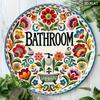 Round Metal Tin Sign for Bathroom Home Wall Decor - Vintage Farmhouse Style Porch Plaque - Spring Holiday Gift