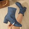 Women Ankle Boots Fashionable High Heel Shoes Chunky Heel Zipper Short Boots Women Autumn Winter Le Square Head Trendy Boots