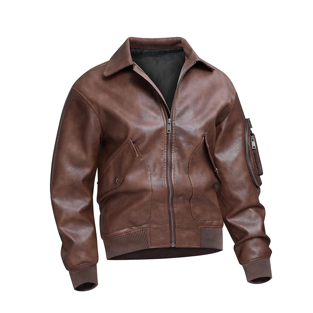 Autumn/Winter new lapel PU patchwork flight leather jacket for men and women, roguish cool casual loose trendy jacket