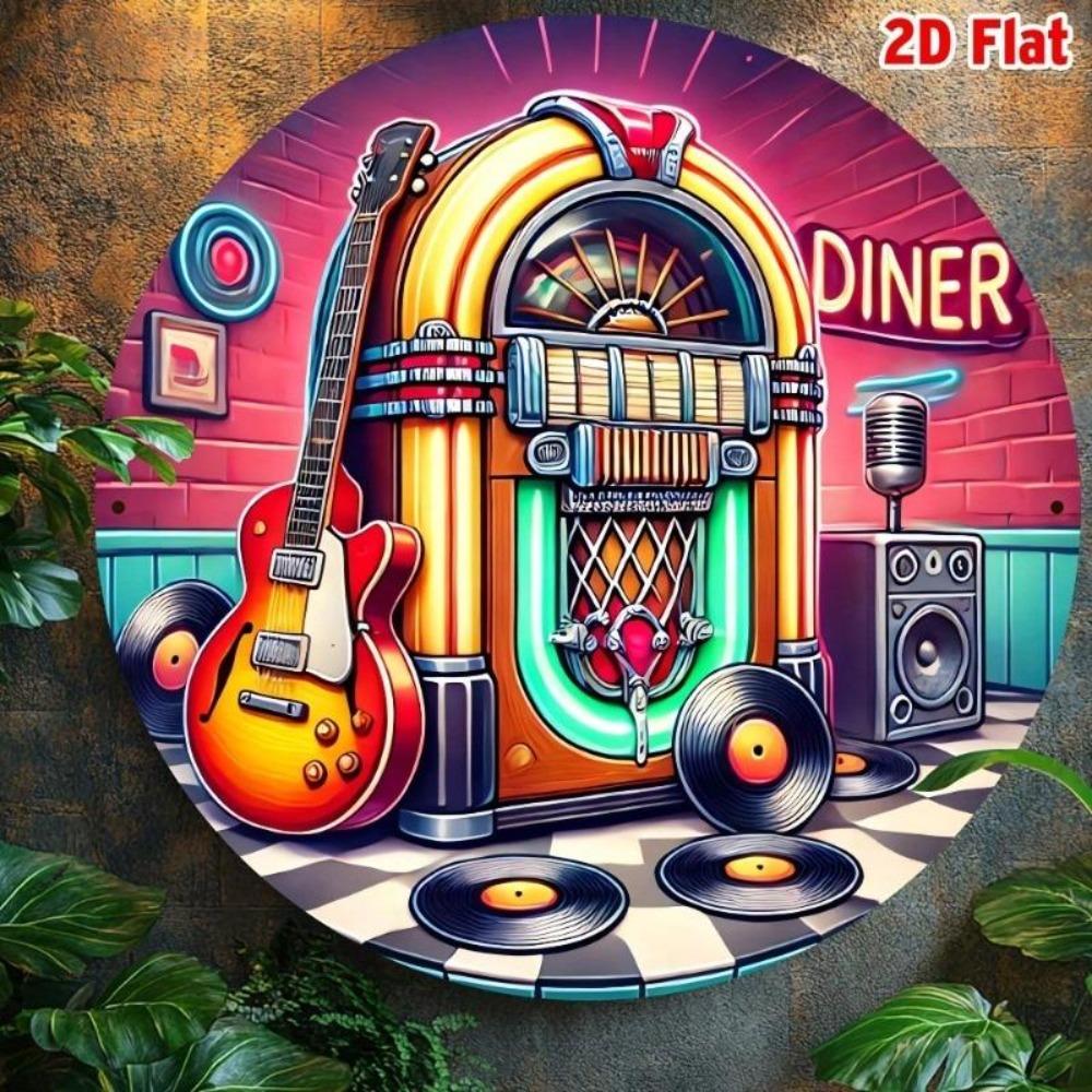Vintage Jukebox Metal Tin Sign Retro Diner Wall Decor Aluminum Art