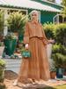 M276# Middle East Lace Applique Shirt & Loose A-line Long Skirt Set for Women