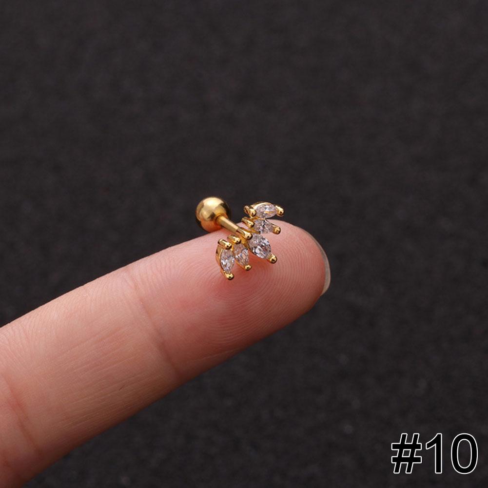 Women Simple Needle Pearl Gold Zircon Crown Stainless Steel Stud Earring Fashion Jewelry Eardrop Earrings