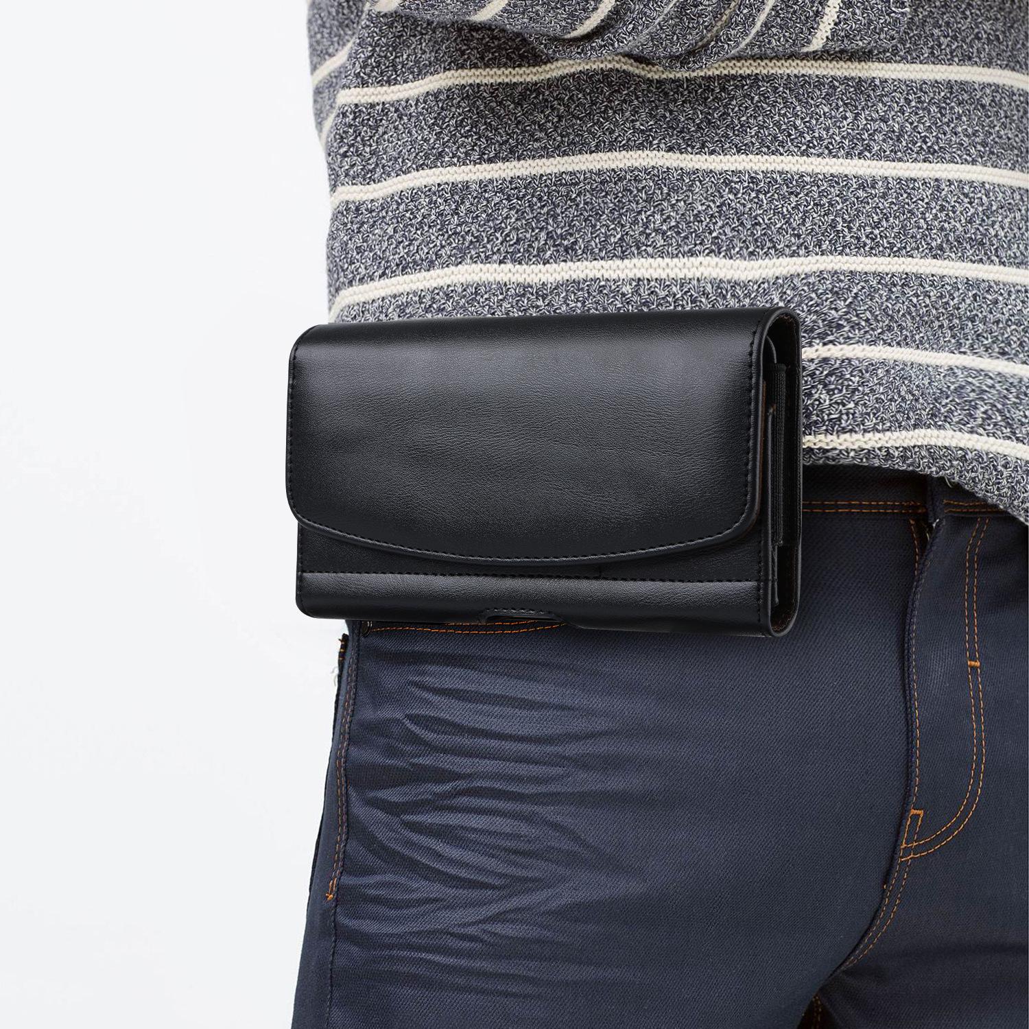 

iPhone 15 Pro Leather Waist Bag with Card Slot iPhone 11/12/13/14 чёрный