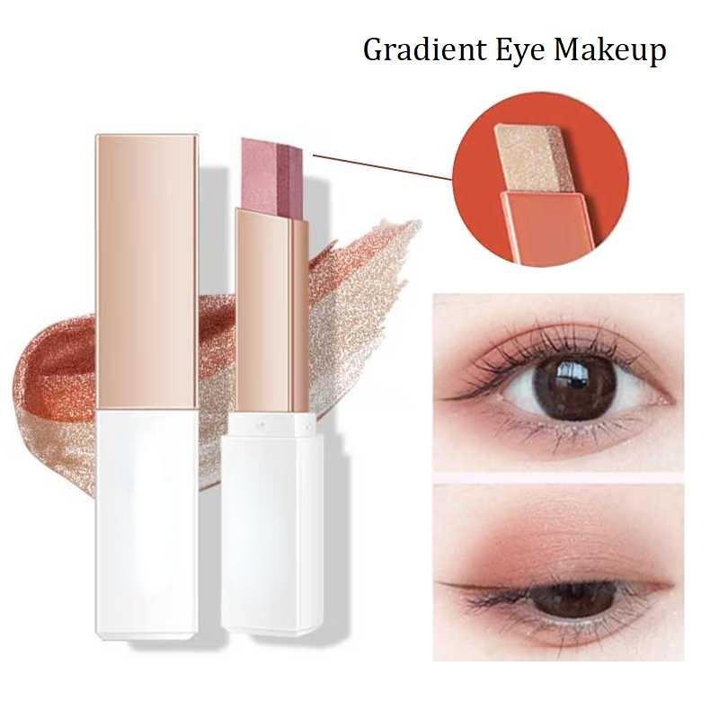 Double Color Glitter Eye Shadow Stick Matte Eyeshadow Makeup Waterproof Bicolor Shimmer Cosmetics Beauty Makeup Tool