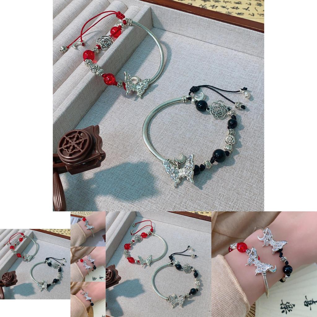 Exquisite Rose Butterfly Bracelet Womens Luxury Chic Design Vintage Style