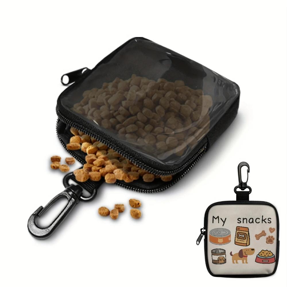 1Pcs 12×12cm Cute Dog Treat Bag with Hook & Zipper - Pet Training Set, Puppy Pet Training Walking Bag, Dog Training Accessories