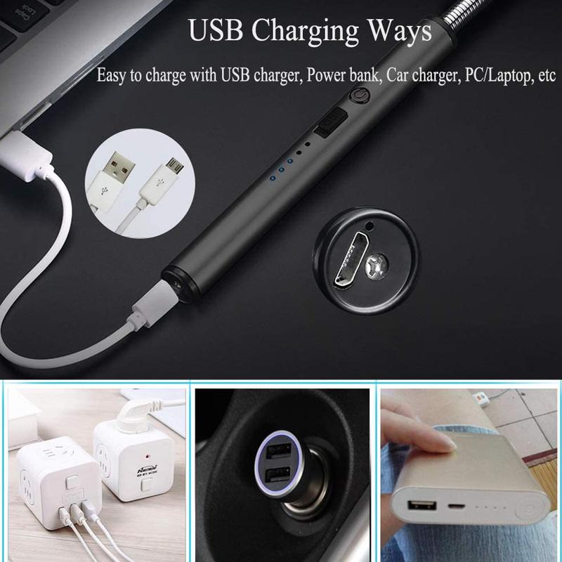 BBQ Candle Kitchen Portable Rechargeable USB Long Flexible Flameless Windproof Electric/ARC Lighter