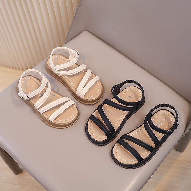 Girls Beach Shoes Non-slip Soft Sole Kids Sandals Soild Color Versatile 2025 Summer New Children Beach Sandal Comfort Breathable