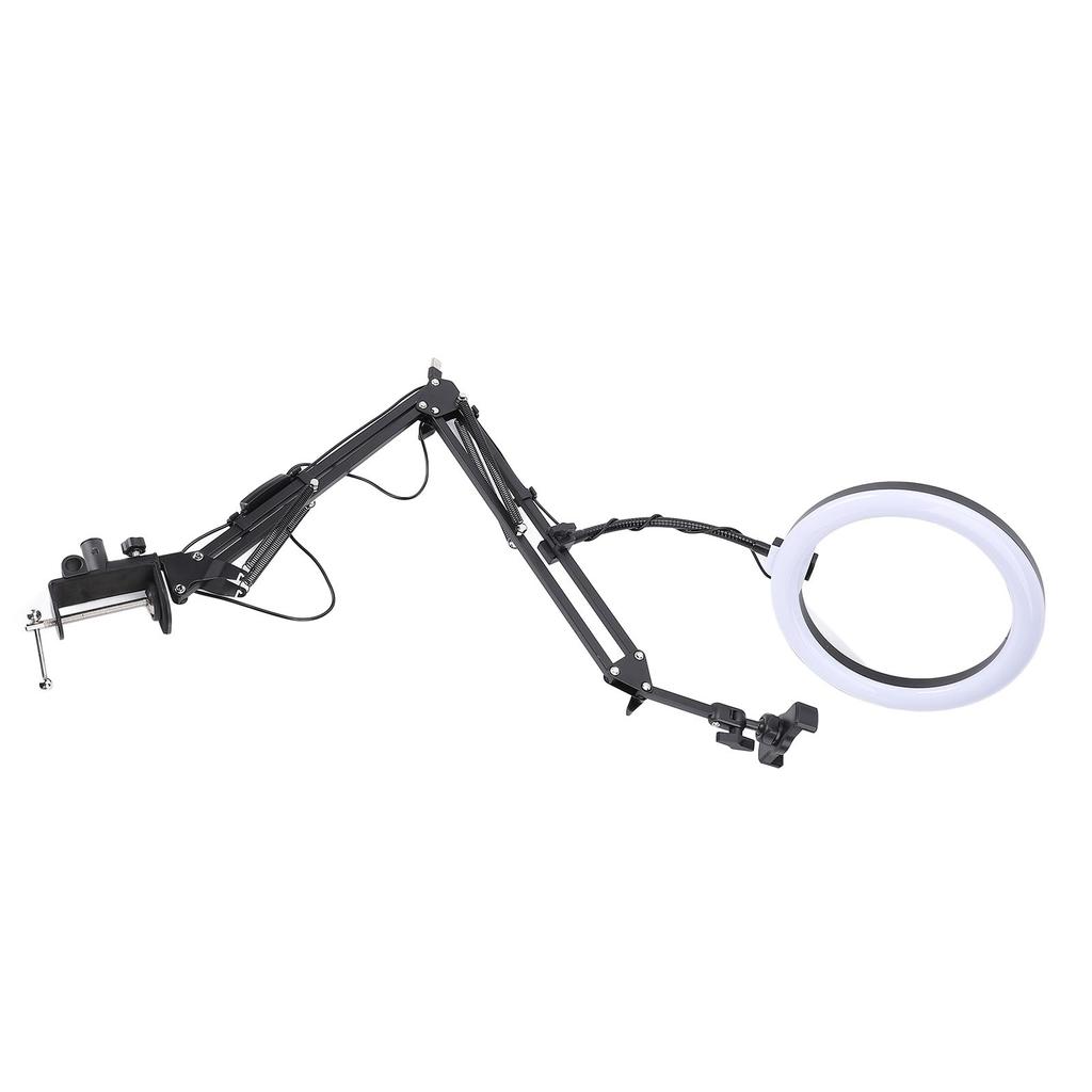 Overhead Ring Light with Phone Clip Adjustable Desktop Ring Light for Beauty Makeup Nail Art Live