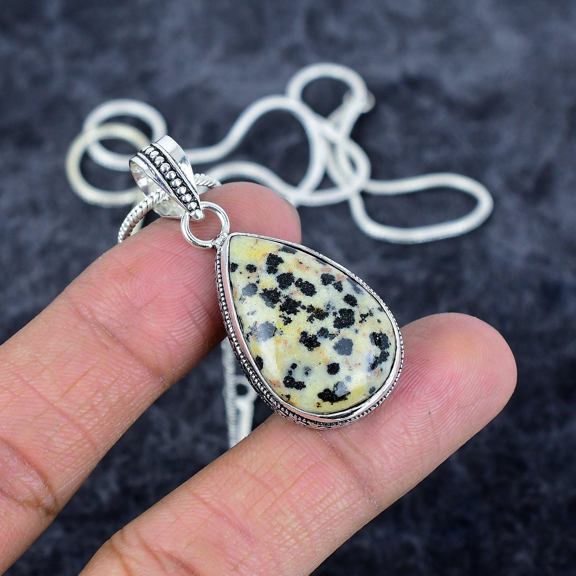 

Dalmation Jasper Gemstone 925 Sterling Silver Jewelry Pendant 1.81 M-2949