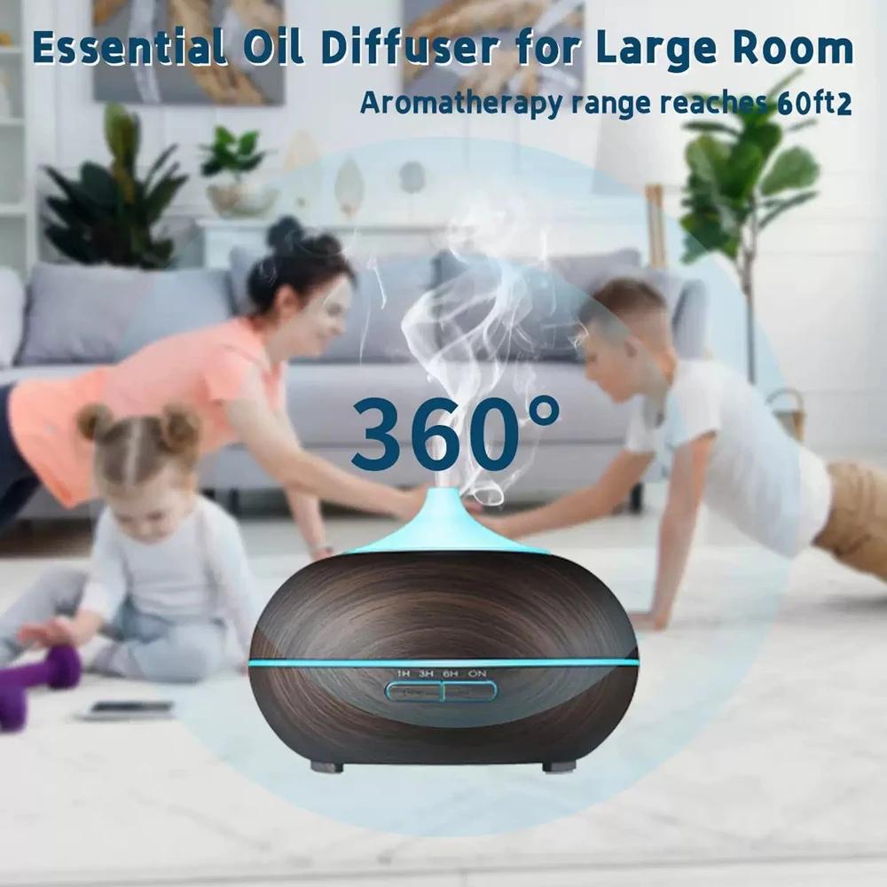 550ml Essential Oil Diffuser & Humidifier  Auto Shut Off, 4 Timer Settings, Perfect for Large Bedrooms, Living Rooms & Offices