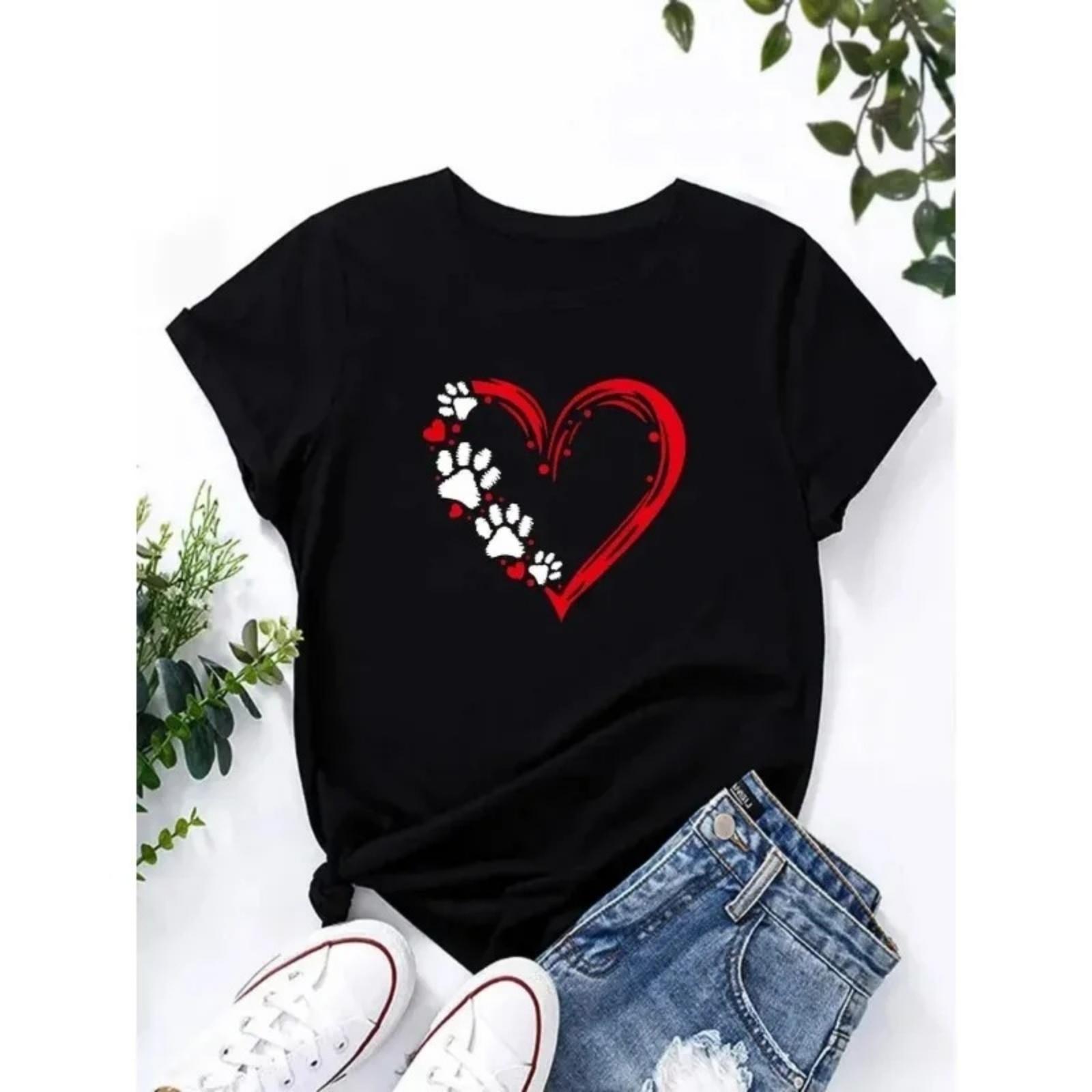 Claw Print T-shirt Women s Round Neck Top Summer Casual Women s T-shirt Kawaii Clothing Retro Y2k Clothing Women s Clothing S