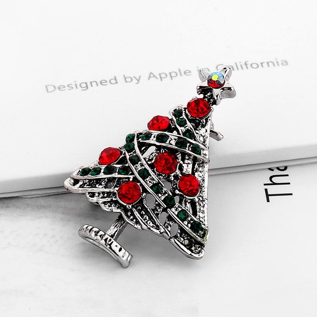 Frauen Mädchen Emaille Weihnachtsbaum Brosche Legierung Strass besetzt Korsagen Nadel Anstecknadel Schmuck Weihnachtsgeschenk