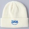 Dickies Looking Embroidered Ribbed Knit Knit Watch Unisex Acrylic Solid Needle BLU Cap, Men's Hat, Cap, Beanie, Off-White,