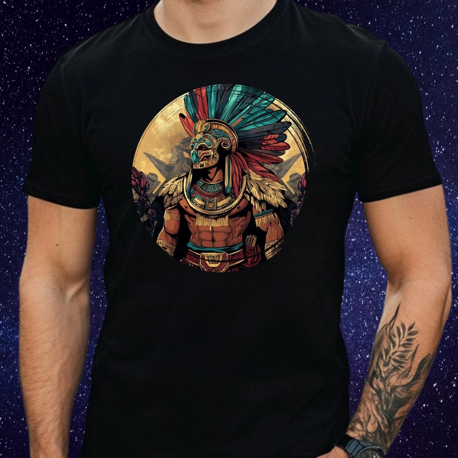 T-Shirt Herren Aztekischer Krieger Motiv Baumwolle Größe XS bis 5XL L