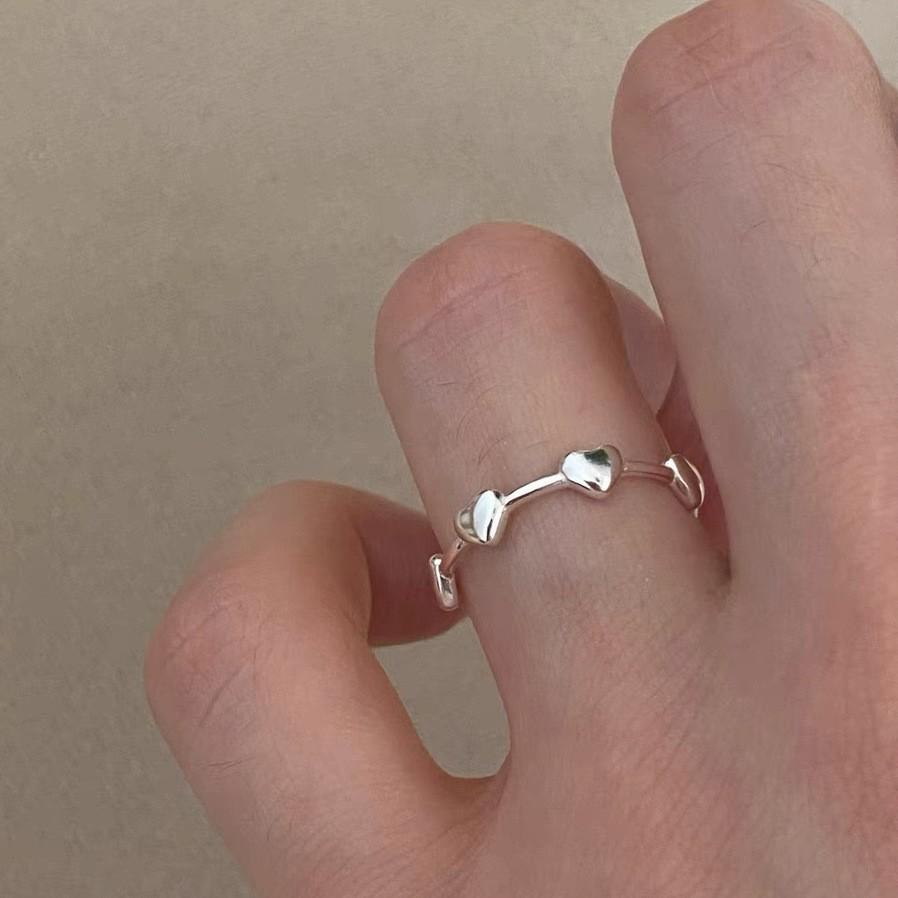 Korean Version Plain Ring Irregular 925 Sterling Silver Versatile Ring Women's Niche Ins Style Design Non-fading Combination Ring