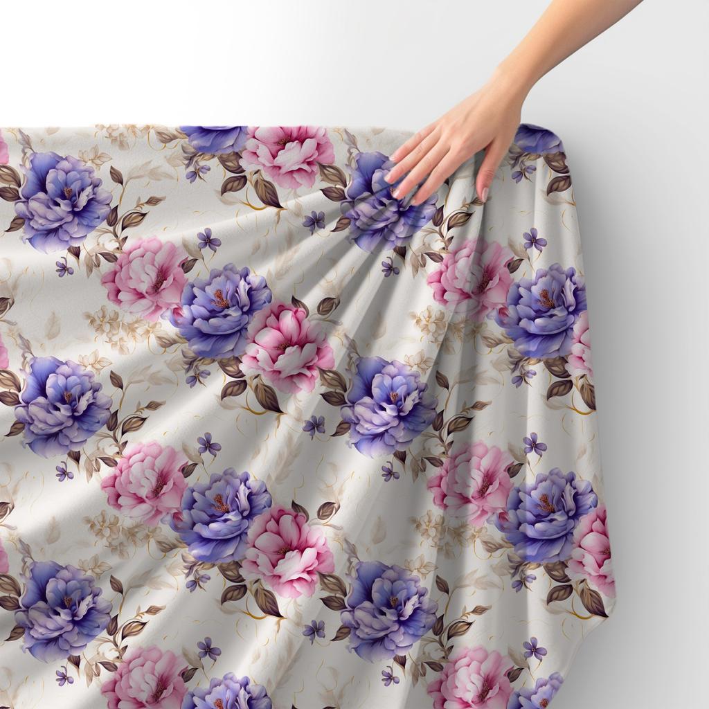 Royal Velvet Fabric Polyester For Sewing - Motif Flowers - Rdx2446