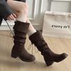 Fashion Trend  Autumn and Winter New Shoes Medium Tube Knight Boots Flat Thick Heel Versatile High Boots Fashion Boots