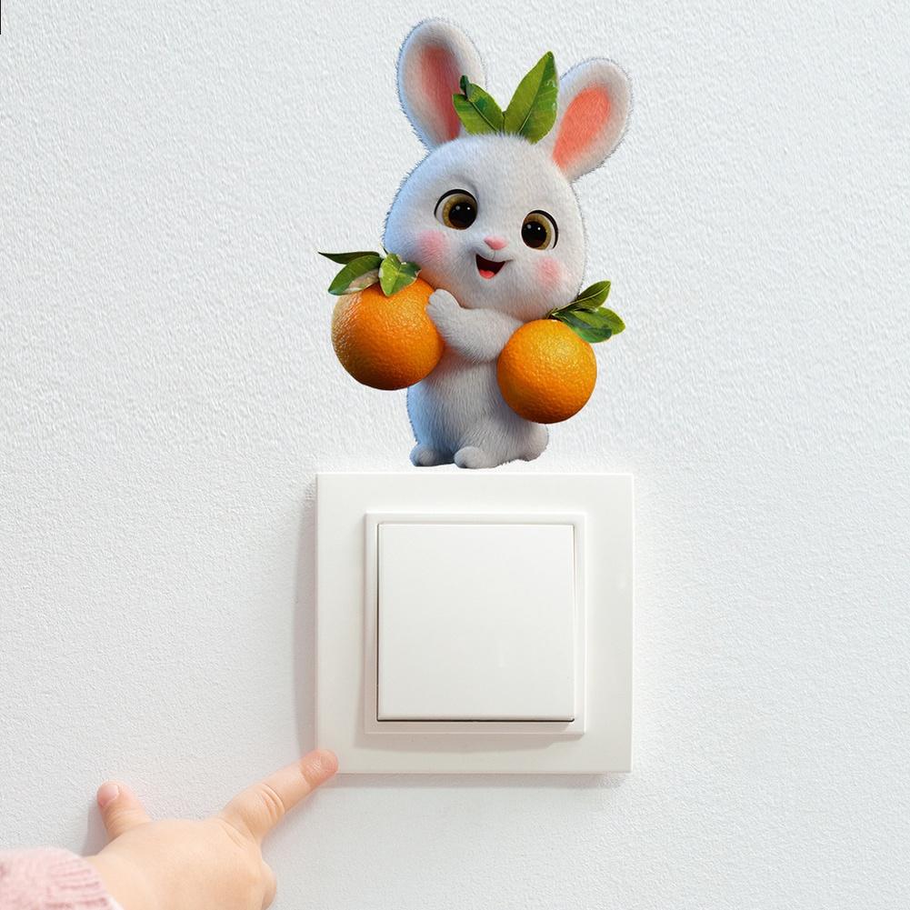 Modern Rabbit-Themed Sticker for Light Switch Covers Compatible with Standard US/EU Switch Sizes and Flat Surfaces