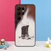 Western Cowgirl Cowboy Boots Cowhide Case For Samsung Galaxy S26 S23 Ultra S20 S21 S22 S24 S25 Plus S10 S25 FE Back Cover Shell