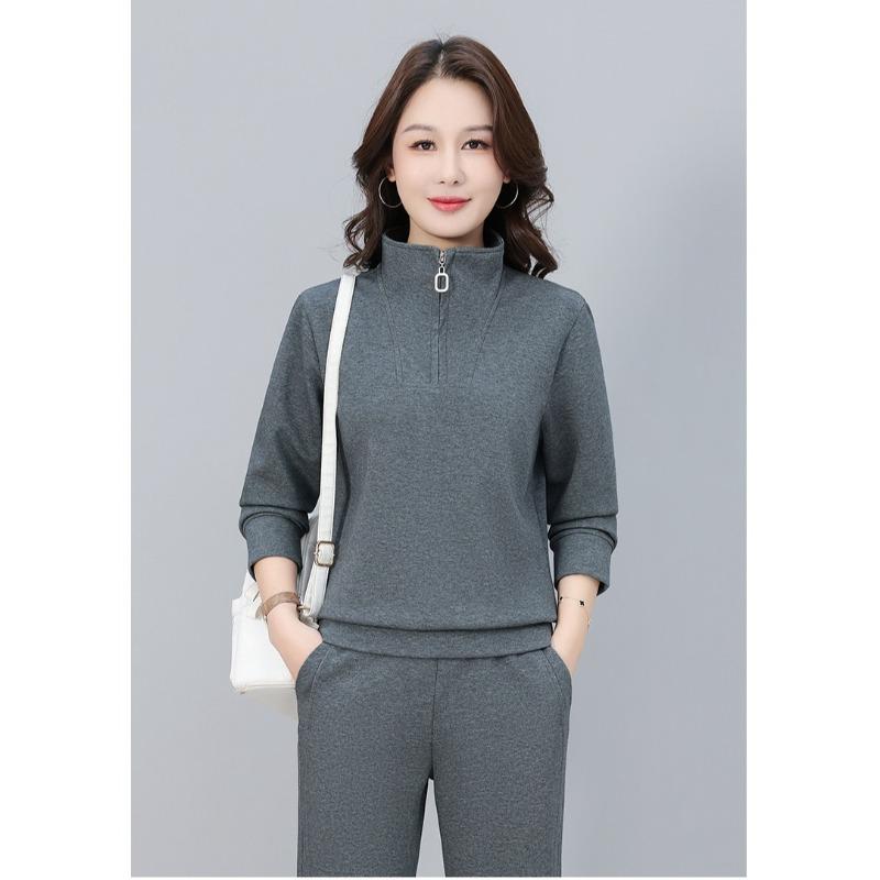 Fashion Women Sport Tracksuit Spring Autumn Half Zipper Stand Collar Casual Two Piece Set Ladies Daily Outdoor Sportswear