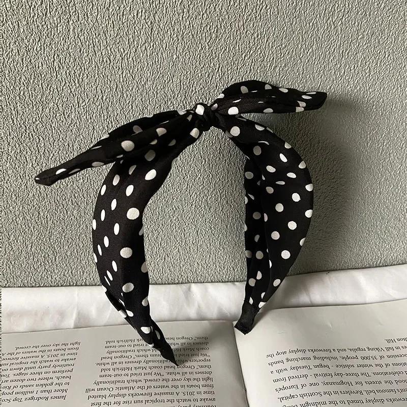 Polka Dots Bow Headband for Women Hair Accessories Sweet Lovely Rabbit Ear Knotted Hairband Not Slip Adults Hair Band Headwear
