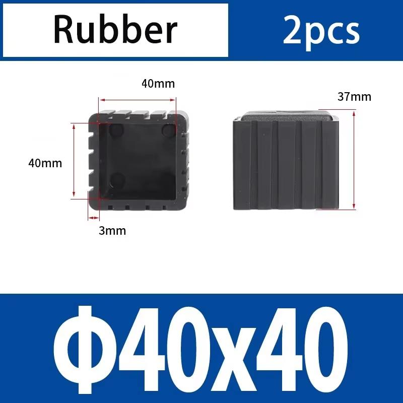 Square Rubber Black Chair Leg Caps Protector Pads Pipe Plugs Non-slips Table Foot Dust Cover Socks Floor Furniture Accessories