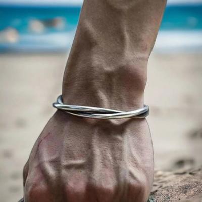 Vintage Cuff Bracelet for Men Silver Color Twist Bracelets Fashionable Minimalist Gift For Family And Friends