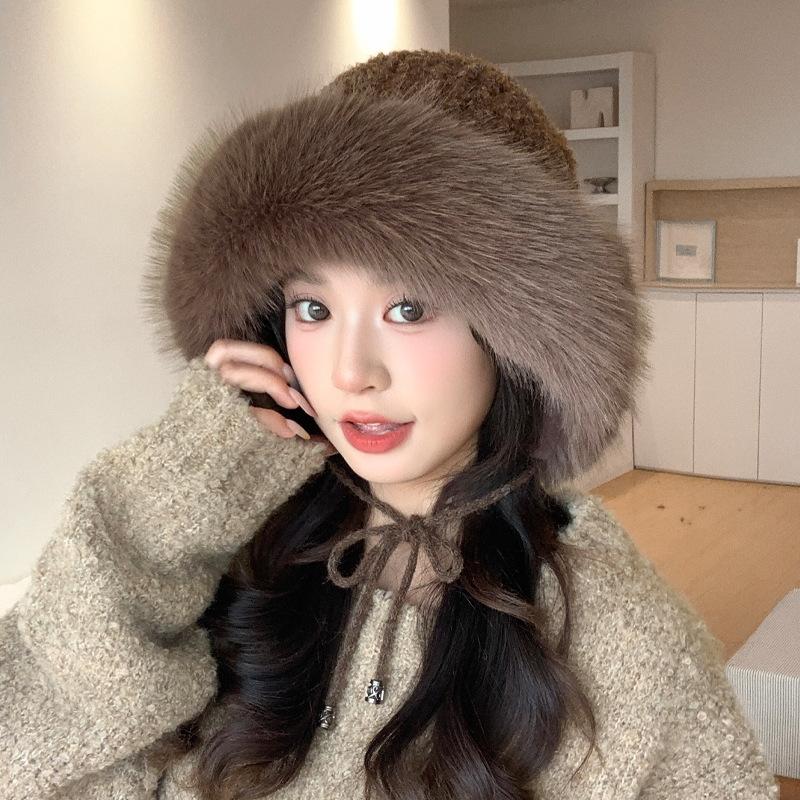Winter Warm Big Head Circumference Thick Plush Hat Outdoor Windproof Ear Protection Hat Japanese Versatile Baotou Hat Women