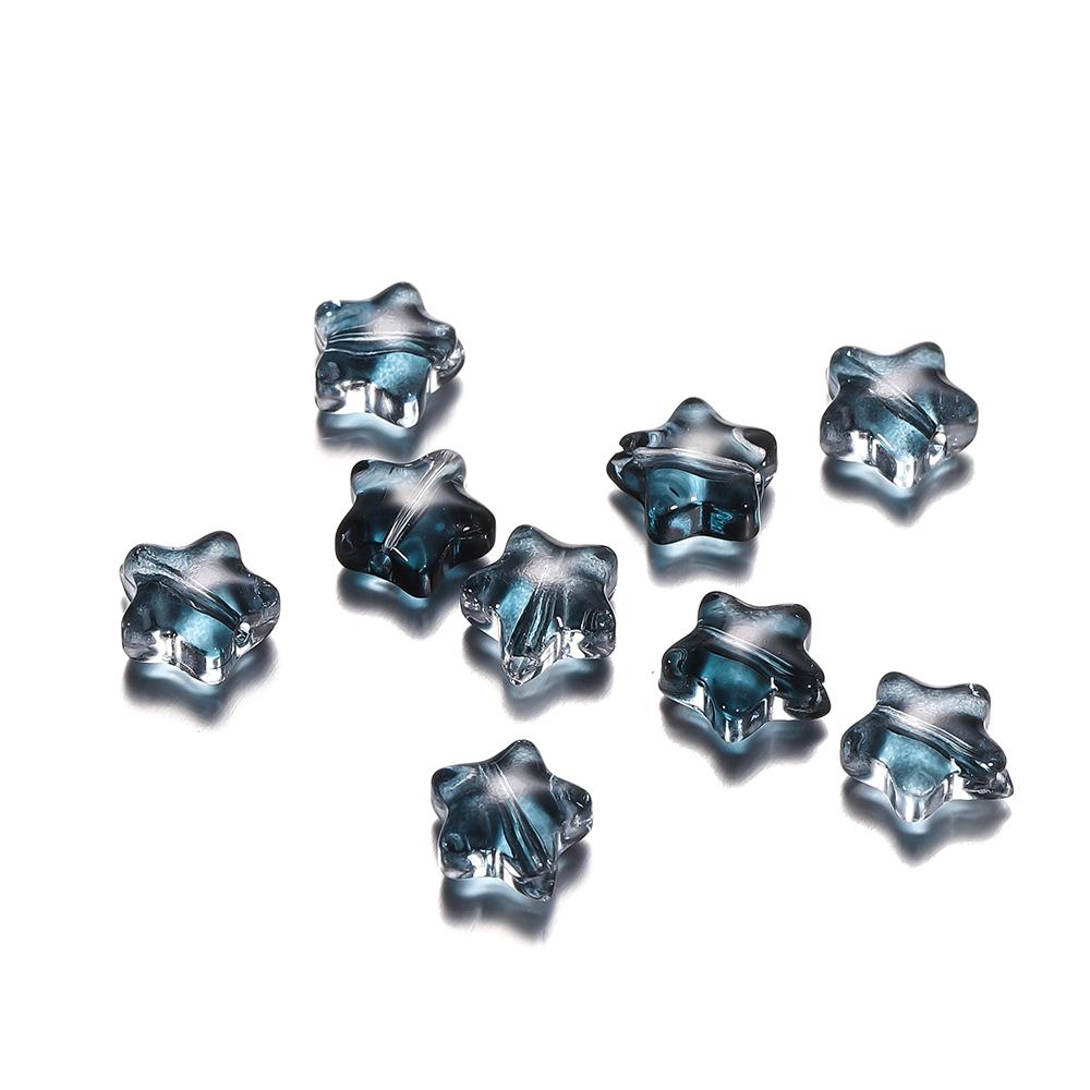30pcs 8mm Colorful Five-pointed Star Glass Beads Loose Spacer Beads for DIY Handmade Jewelry Making Bracelet Accessories