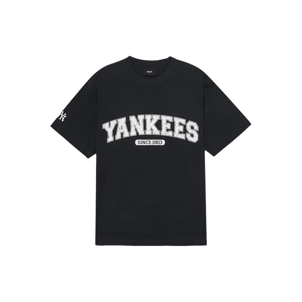MLB New York Yankees SS23 College Style Letter Print Crew Neck Short Sleeve T-Shirt Unisex Tops Black 3ATSV0633-50BKS