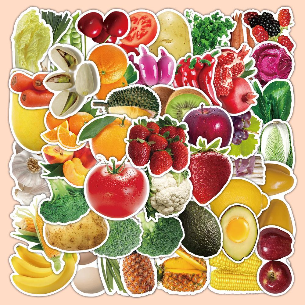 52PCS Cute Cartoon Fruit & Vegetable Reward Stickers for Kids, Decorative Laptop Stickers
