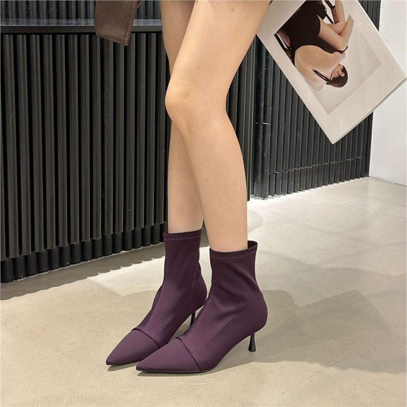 

Pointed short boots women s 2025 autumn and winter new women s boots boots short boots satin boots stiletto high heels Martin boots 39