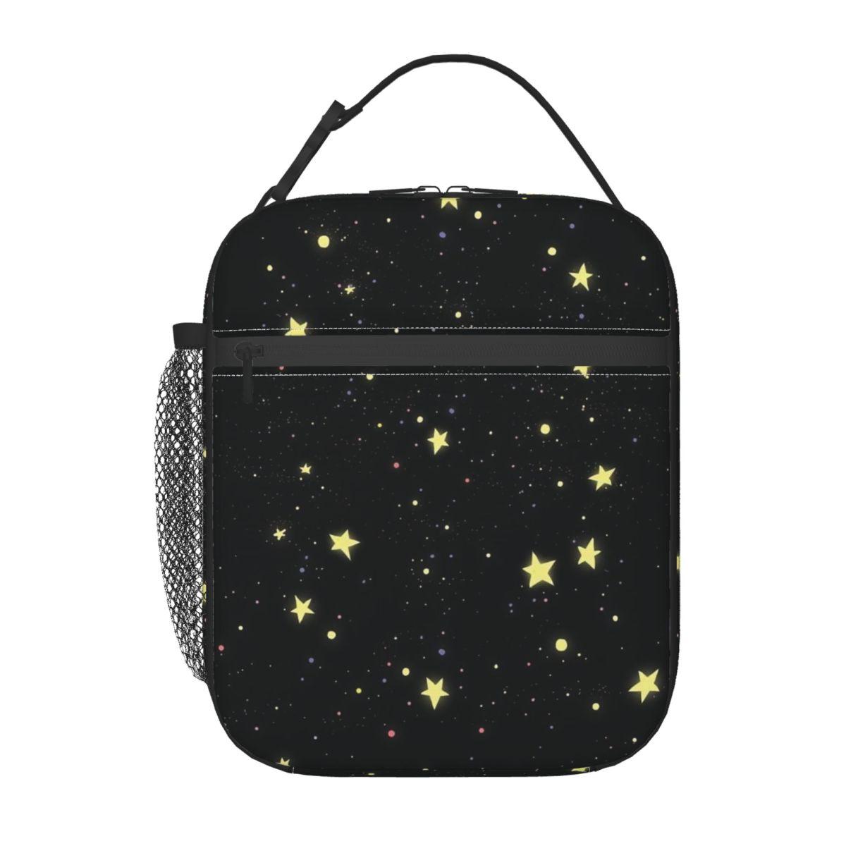 

Star In Blackground Pattern Insulated Lunch Bag for Kids School Cooler Thermal Food Box Tote Portable Lunch Boxes Container One Size