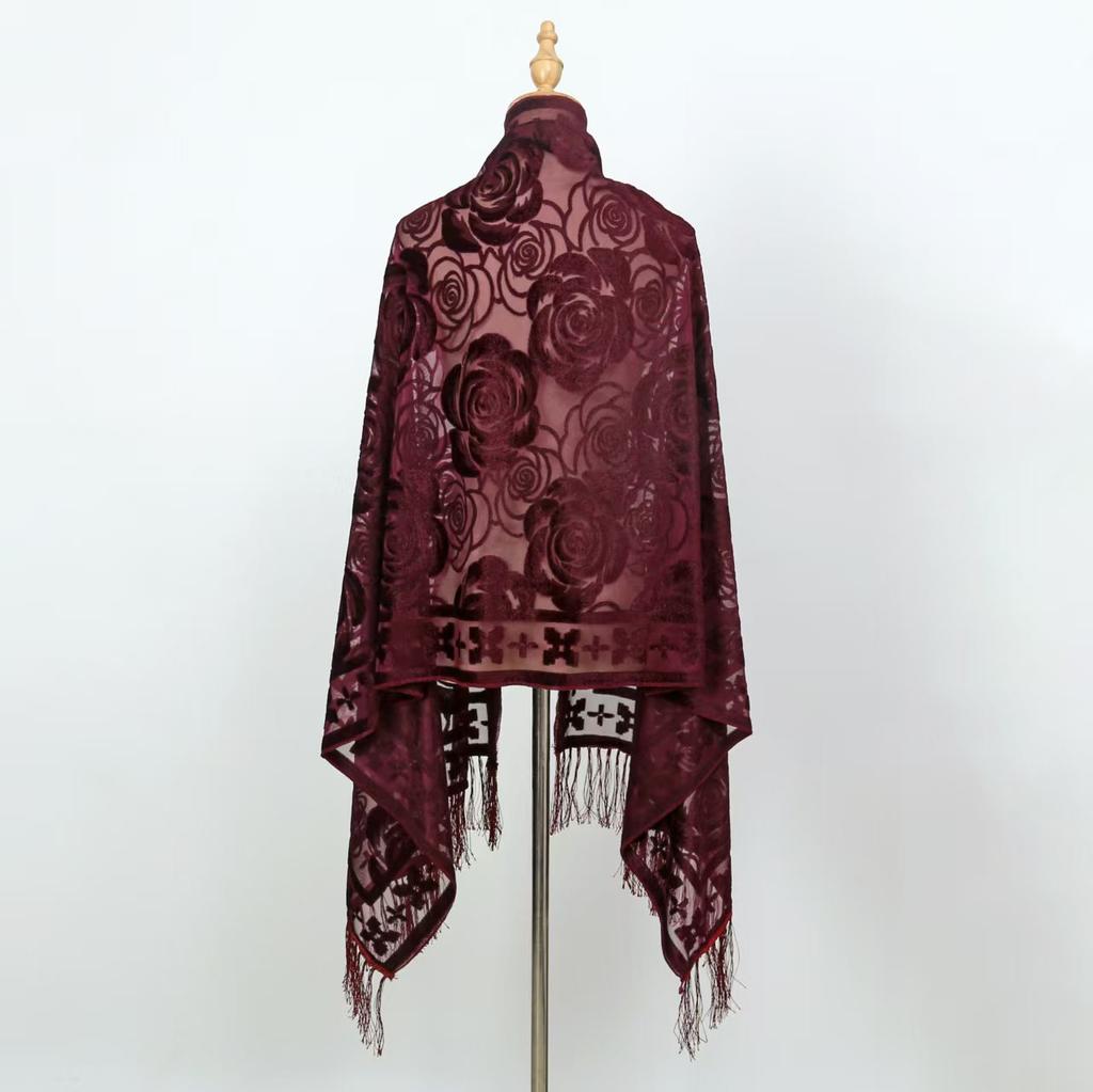 NEW Fashion Women Cut Flowers Hollow Lace Gradient Flower Silk Scarf Spring Shawls and Wraps Towel Femme Beach Sjaals
