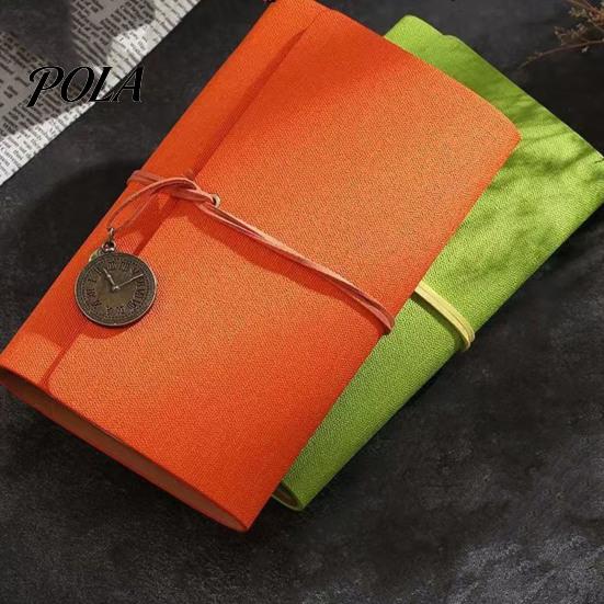 Strap Closure Notebook A6 Faux Leather Journal Notebook, 6 Ring Loose Leaf Binder with Retro Clock Smooth Writing Pendant, 7 Inch Personal Planner for
