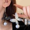Diamond Mesh Pearl Earrings Light Luxury Fashion High Sense Ear Hook Niche Personality Versatile Earrings Women