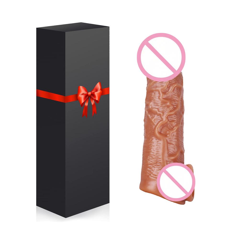 Exotic Condom Penis Ring Enlarged Lengthened Crystal Simulation Penis Set TPE Sex Toys Couple Toys Lock Essence Set