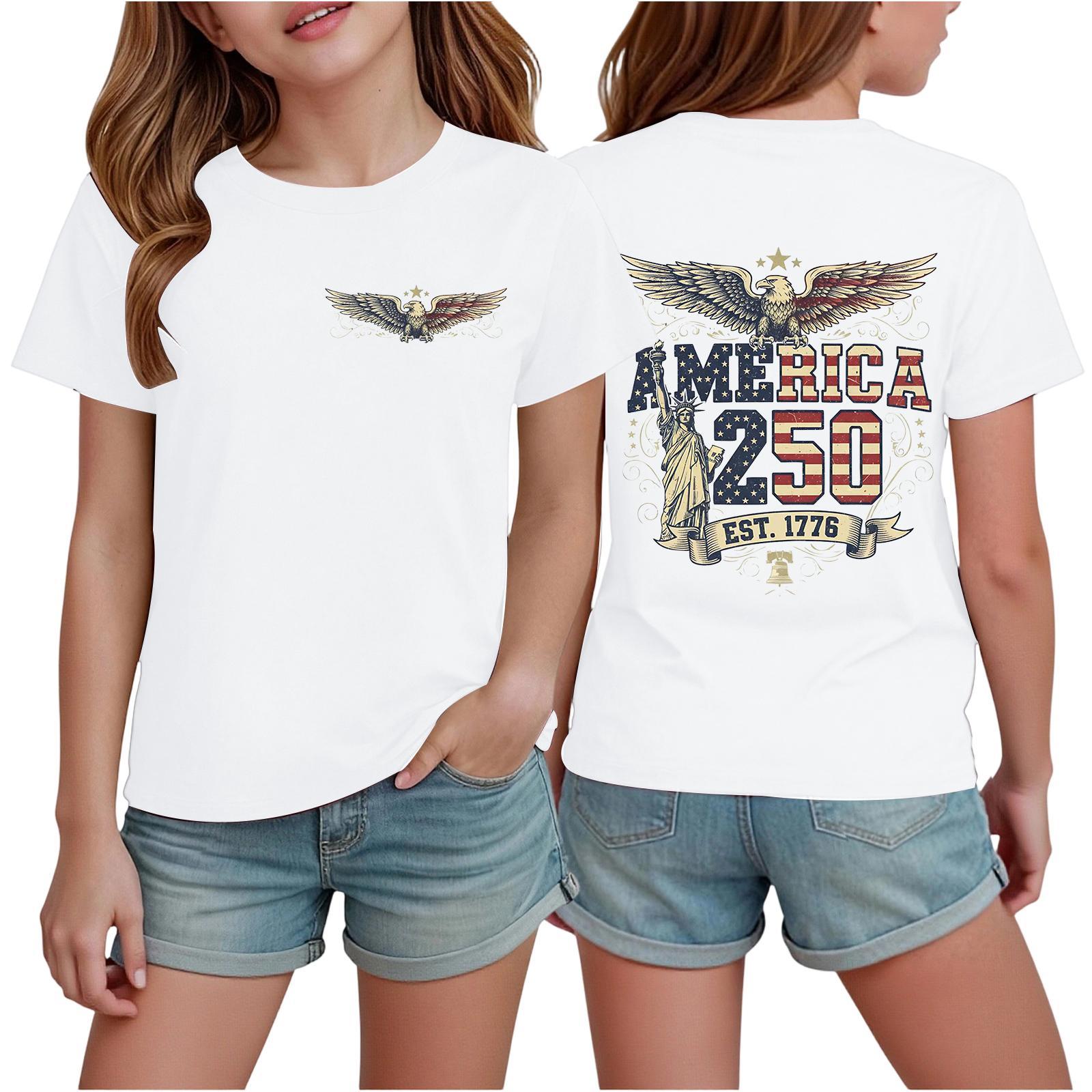 Boys  And Girls  Printed Fashion Casual Short-Sleeve T-Shirts 110 белый