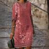 Spring and Summer Women's New Printed V-neck Dress Temperament Commuting