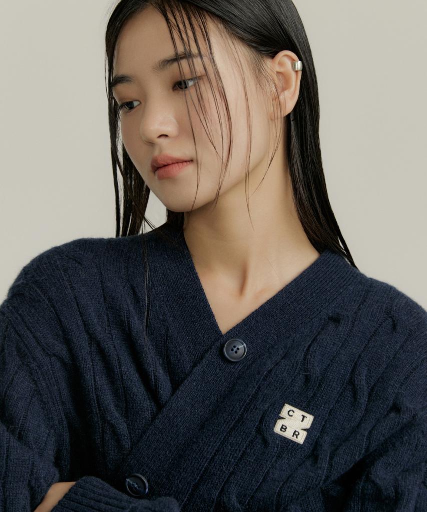 Citybreeze Essential Logo Wappen Cable Cardigan_Navy
