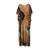 EDOLYNSA Multicolored Kaftan Bohemian Printed V-neck Batwing Sleeve Maxi Dress Women Beachwear Half Sleeve Maxi Dress Robe Q1342