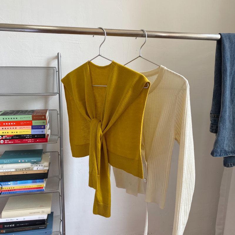 

Однотонный шерстяной корейский вязаный кардиган-шаль