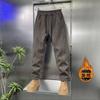 Winter new high-luxury European cotton lint twill thickened and piled cold-resistant, windproof and warm casual pants straight-leg pants