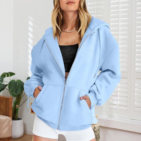 Women Zip Up Hoodies Long Sleeve Oversized Sweatshirt Fall Fleece Jackets with Pockets Casual Workout Outfits