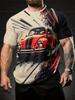 Retro Rode Kever 3D Geprint T-shirt met Cartoon Leuk Patroon Korte Mouw Top, Modieuze Heren Zomer Sport Straatkleding