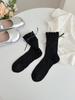 2 Pairs Fashion Trendy Sweet Korean Style Summer Silk Socks Women Mid Tube Mesh Thin Socks with Bow Decoration Shor Socks