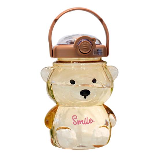 

Бутылка для воды Медведь 34 унции, не содержит BPA, детский тамблер, герметичная чашка для холодных напитков, портативная посуда для питья с регулируемым ремешком коричневый