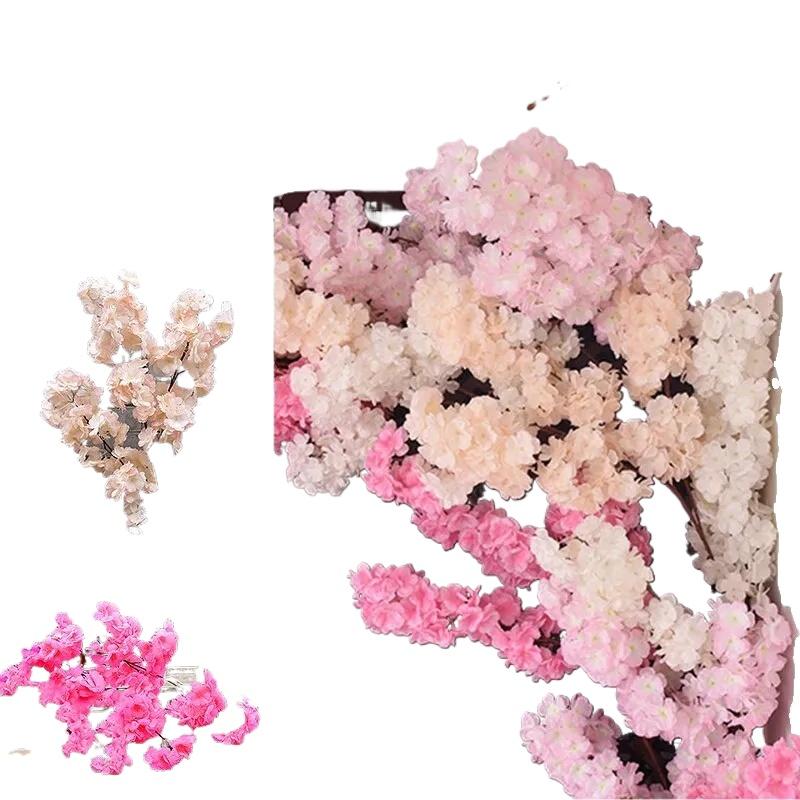 120cm Encrypted Pear Tree Branch Artificial Ribbon Cherry Blossom Flowering Branch Twig Party Decor Simulation Wedding