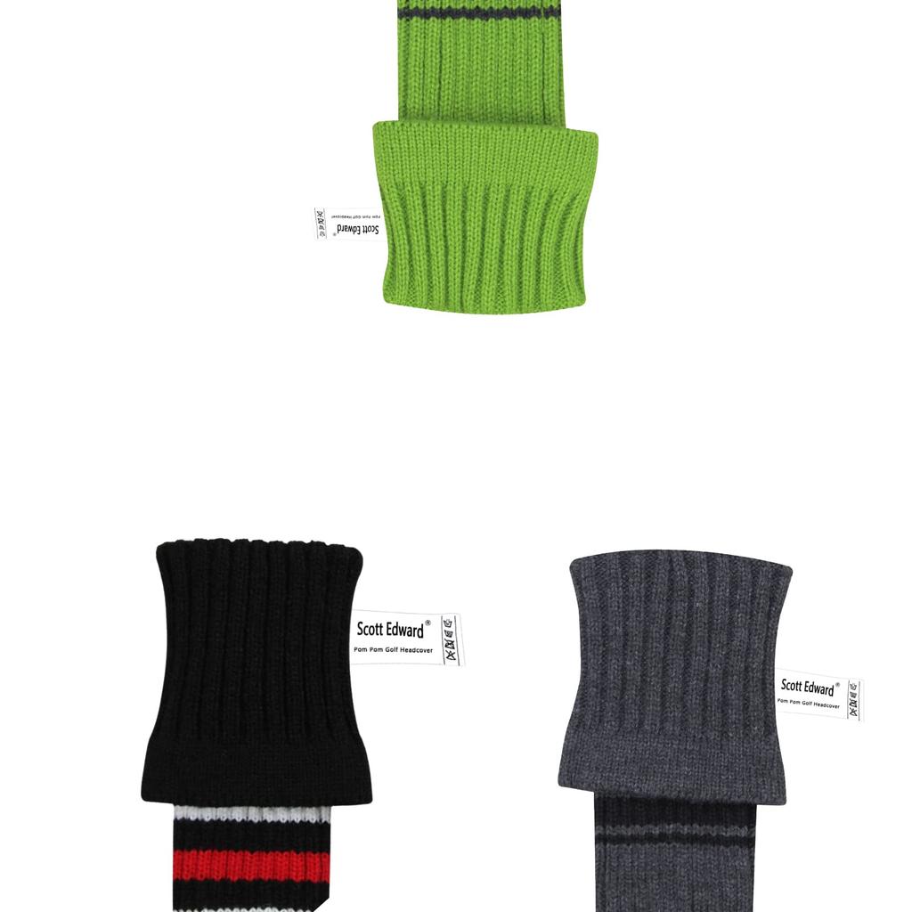 Scott Edward Golf Club Headcover Set Fairway Wood Hybrid with Knit Pom Pom Design The Perfect Change for Your Golf Bag (Driver #1, #3, #5, Utility,